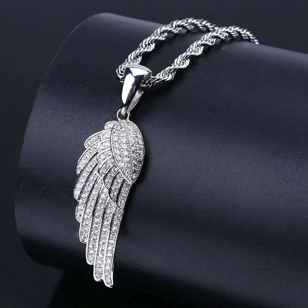 DNSCHIC Hip Hop Pendants Angels Iced Out Winged Pendant Street hipster couple jewelry for Men Women Rapper Hip Hop Jewelry