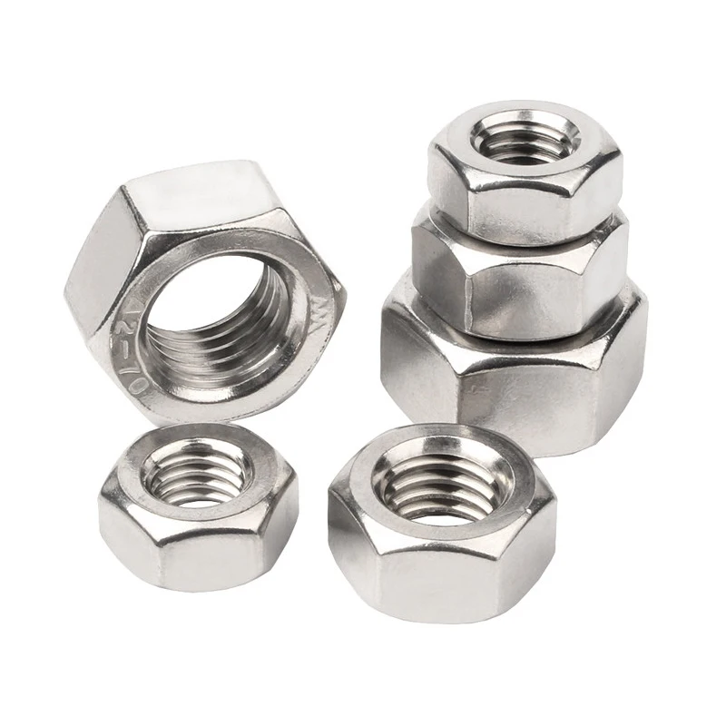 Hexagon Hex Nuts Metric DIN934 M2 M2.5 M3 M4 M5 M6 M8 M10 M12 M14 M16 M18 M20 M22 M24 304 Stainless Steel Hex Nuts