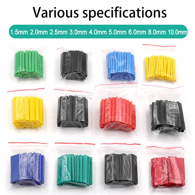 530Pcs Assorted Polyolefin Heat Shrink Tube Cable Sleeves Wrap Wire Set 8 Size Multicolor