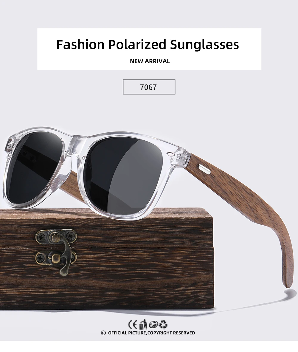 GM Marke Transparente Farbrahmen Sonnenbrille Männer Frauen Polarisierte Zarte Mode Handgemachte Holz Sonnenbrille Mit Box – Detail 1