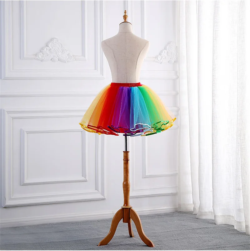 Jupon court multicolore pour mariage, sous-jupe, fête Cosplay, Crinoline, sans cerceaux