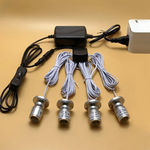 Lots of Mini LED Light Fixture Table Spotlight Cabinet Lamp Power Adapter Hub Silver shell