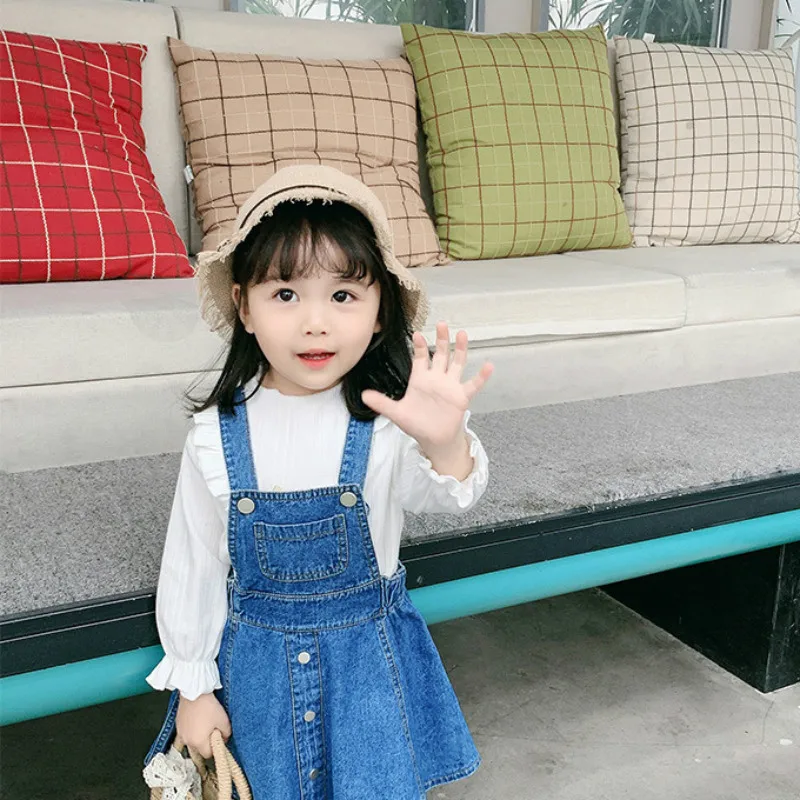 VYU Summer New Japanese Korean Style Baby Girl Strap Denim Dress Kids Slip Dresses Girls Toddler Infant Jeans Skirk Vestido