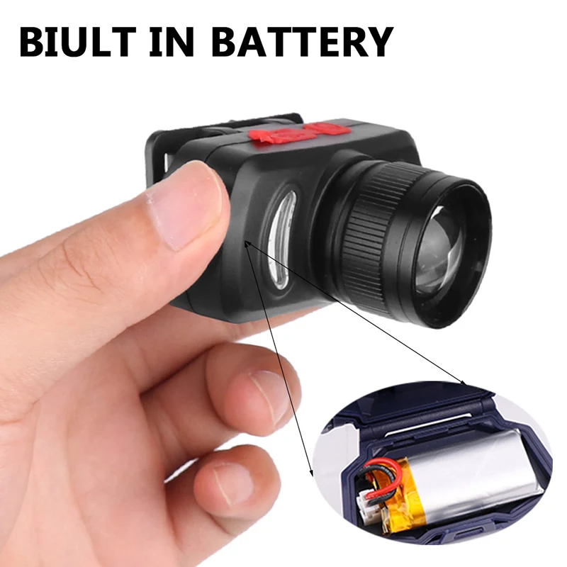 Faro delantero potente recargable por USB, luz LED de cabeza con batería integrada, resistente al agua, iluminación blanca y roja, z50