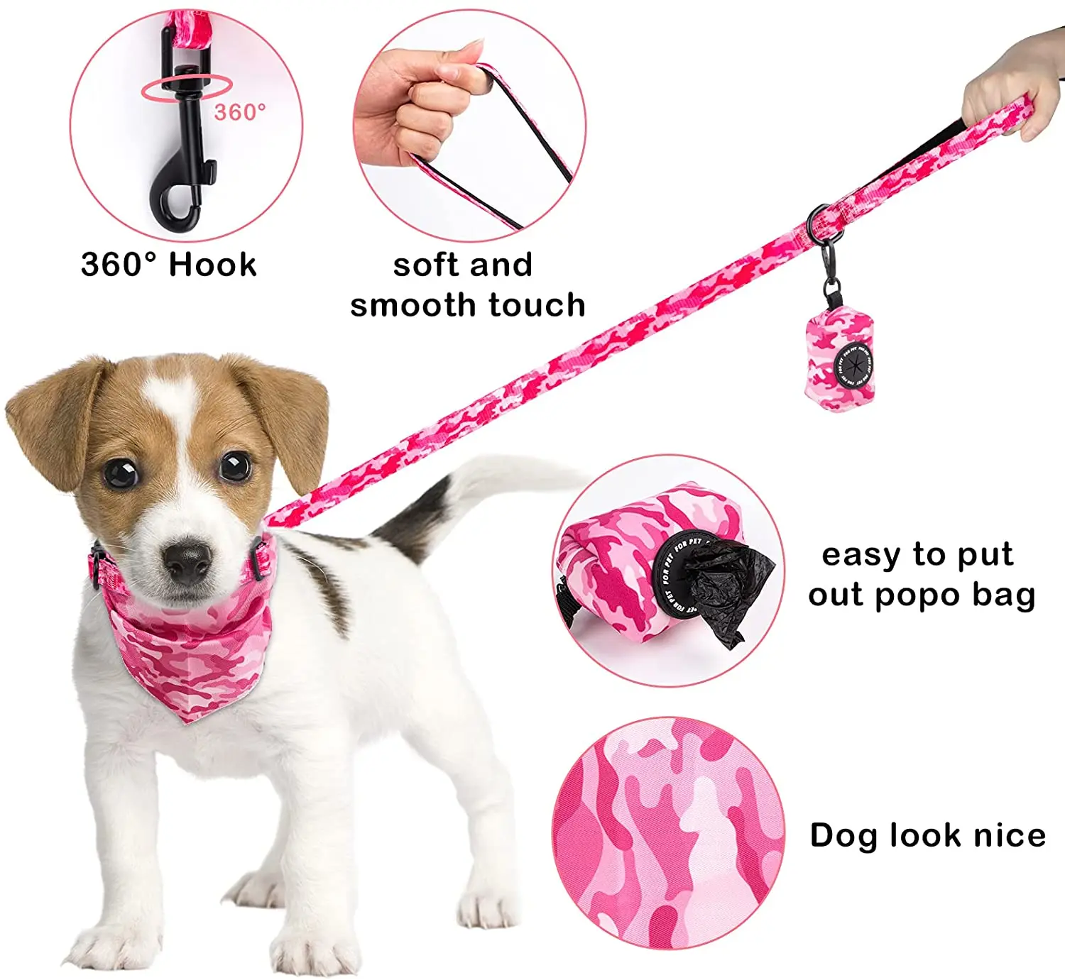 Dog Harness Suit Include Vest Harness Collar Leash Handkerchief Scarf Poop Bag Accessories for Pet Cat Dogs Supplies Set