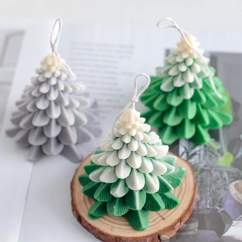 

3D DIY Christmas Pine Candle Mold Christmas Tree Scented Candle Silicone Mold Candle Making Resin Mould Soap Form Plaster Mold