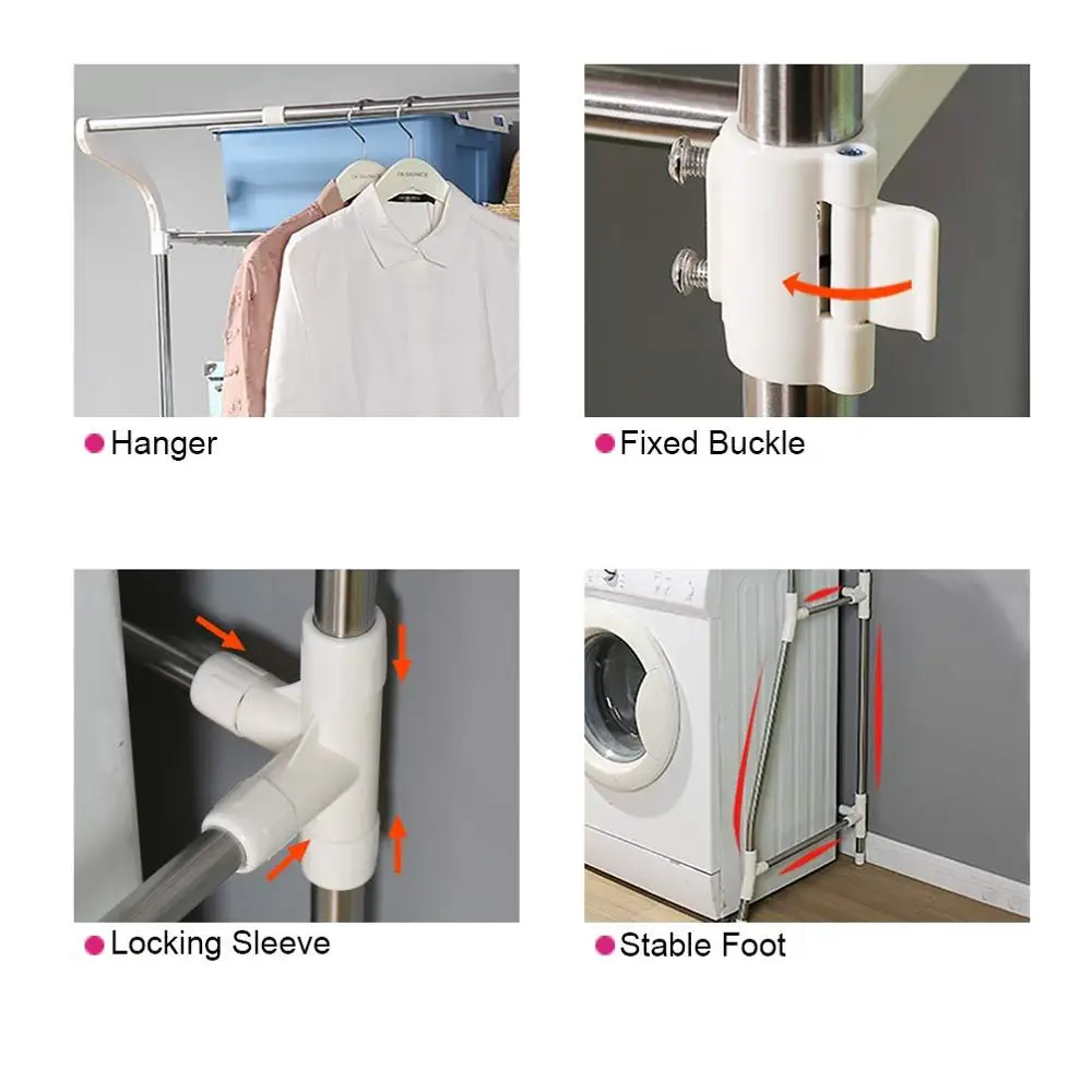 2 Tiers Over Washing Machine Shelves Bathroom Storage Rack Over Toilet Shelf Stainless Steel Simple Assembly Saving Space image 3