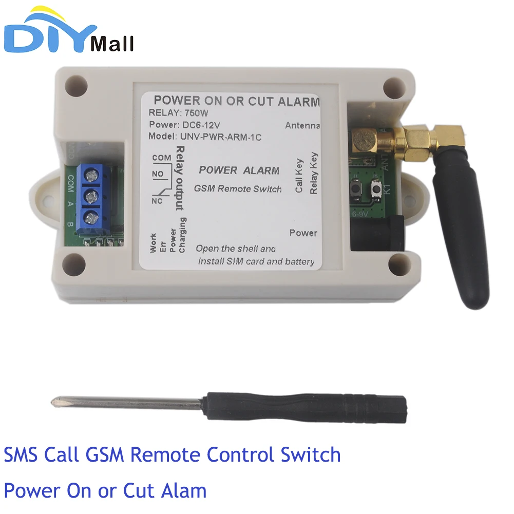 1 Channel Relay Module SMS Call GSM Remote Control Switch Power On or Cut Alam SIM800C STM32F103CBT6 with Case