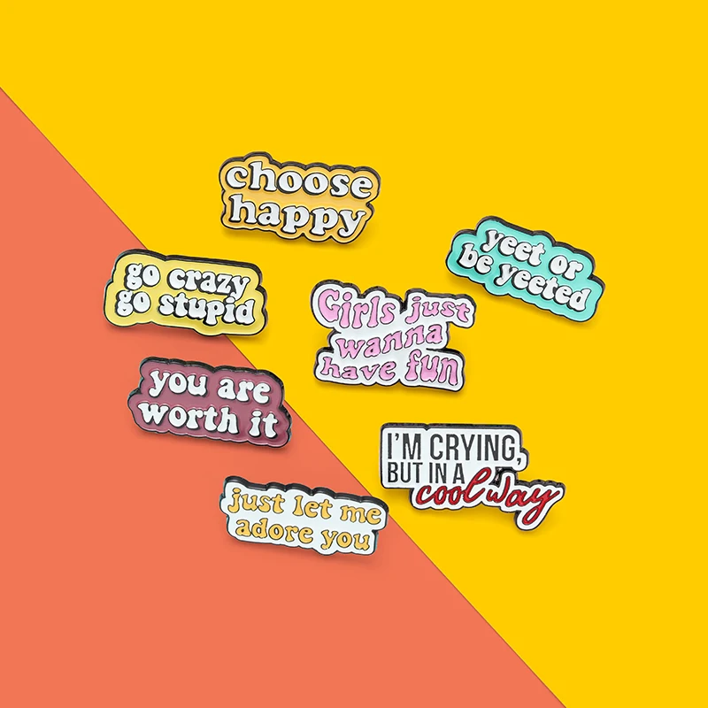 Choose Happiness Enamel Pins You Are worth it Inspiring Dialog Banner Brooches Badge Denim Shirt Lapel Pin Bag Jewelry Gifts