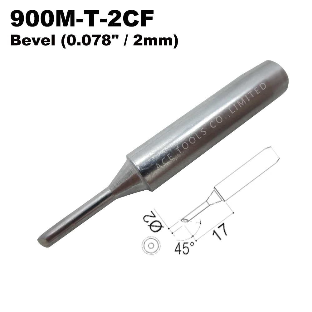 

Soldering Tip 900M-T-2CF Bevel 2mm for Hakko 936 907 Milwaukee M12SI-0 Radio Shack 64-053 Yihua 936 X-Tronics 3020 Iron Bit