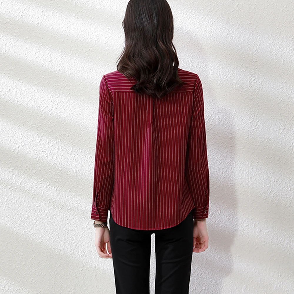 Vintage Striped Shirts Women Korean Fashion Long Sleeve Blouse Tops Women Elegant Office Lady Formal Clothing 2024 Blusas Mujer