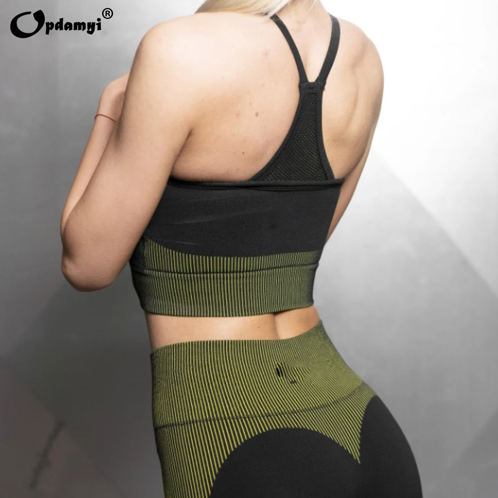 Summer Seamless Yoga Set Women Gym Clothing Sportswear Hollow Out High Waist Yoga Leggings Sports Bra Pants Suit Workout Clothes