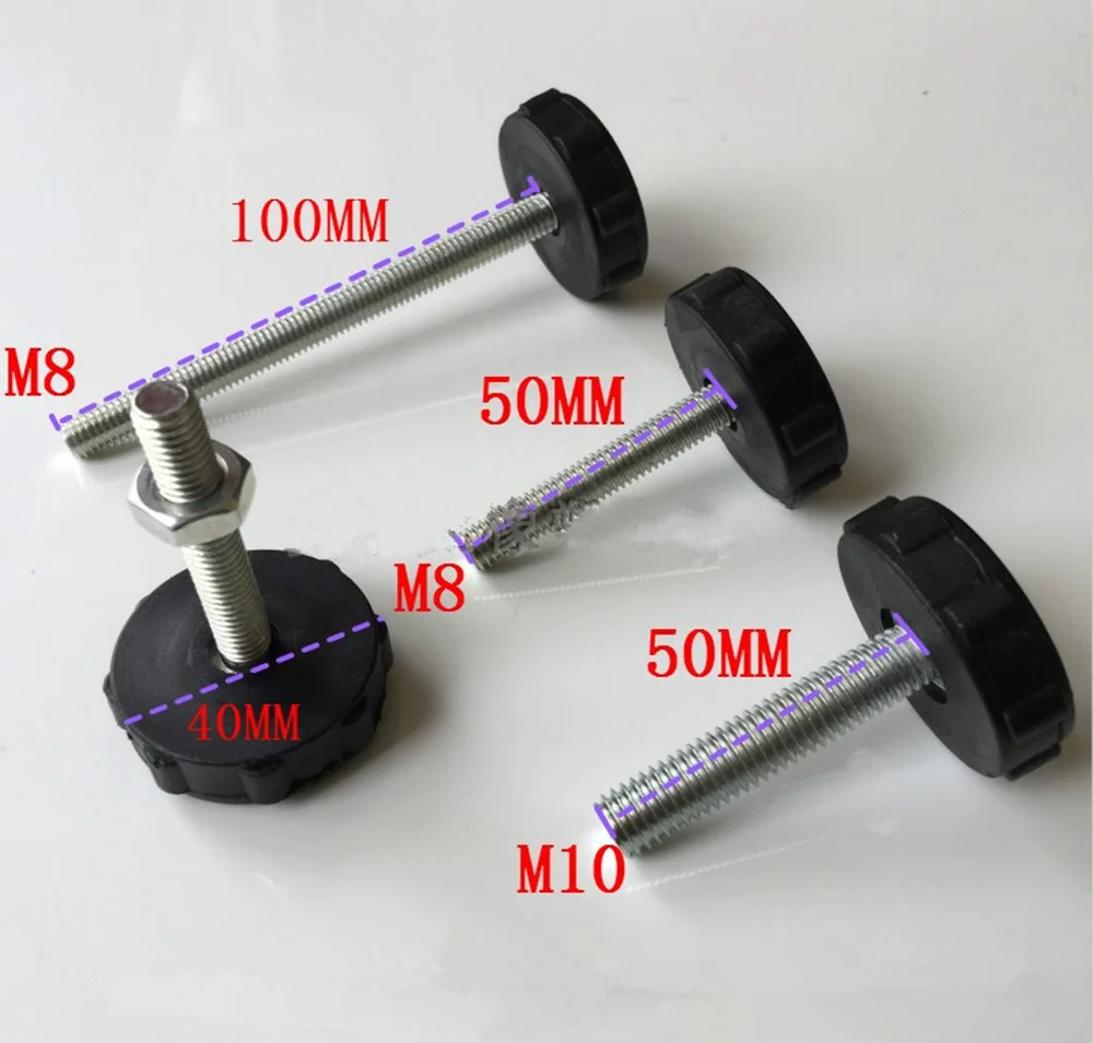 Diameter 40*M8*M10 Adjustable Foot Adjustable Height Foot Pad Plastic Foot Table Chair Non-Slip Foot Screw