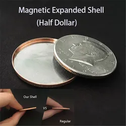 Coque magnétique élargie d'un demi-dollar pour tours de magie, accessoire de magicien, magicien