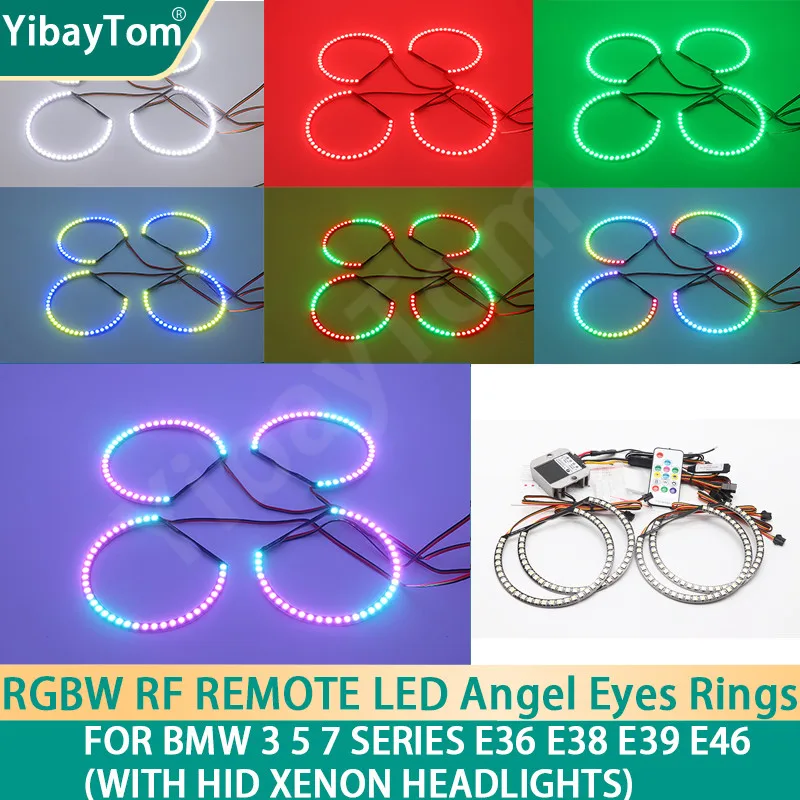 

4x131mm RGBW Remote Control Light LED Angel Eye Ring Kit For BMW 3 5 7 SERIES E36 E38 E39 E46 (with HID Xenon headlights)