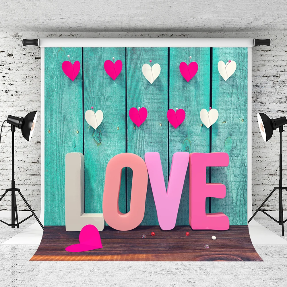 

VinylBDS Wedding Photographic Background Love Color Wood Wall Digital No Creases Backdrops Newborn Princess Background 5x7ft