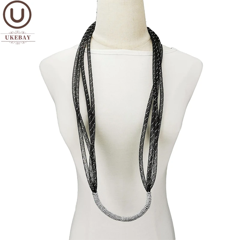 

UKEBAY Mesh Necklaces Alloy Chains Handmade Design Pendant Necklaces Black Lace Rope Original Jewelry Ladies Gift Accessories