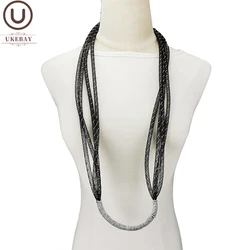 UKEBAY Mesh Necklaces Alloy Chains Handmade Design Pendant Necklaces Black Lace Rope Original Jewelry Ladies Gift Accessories