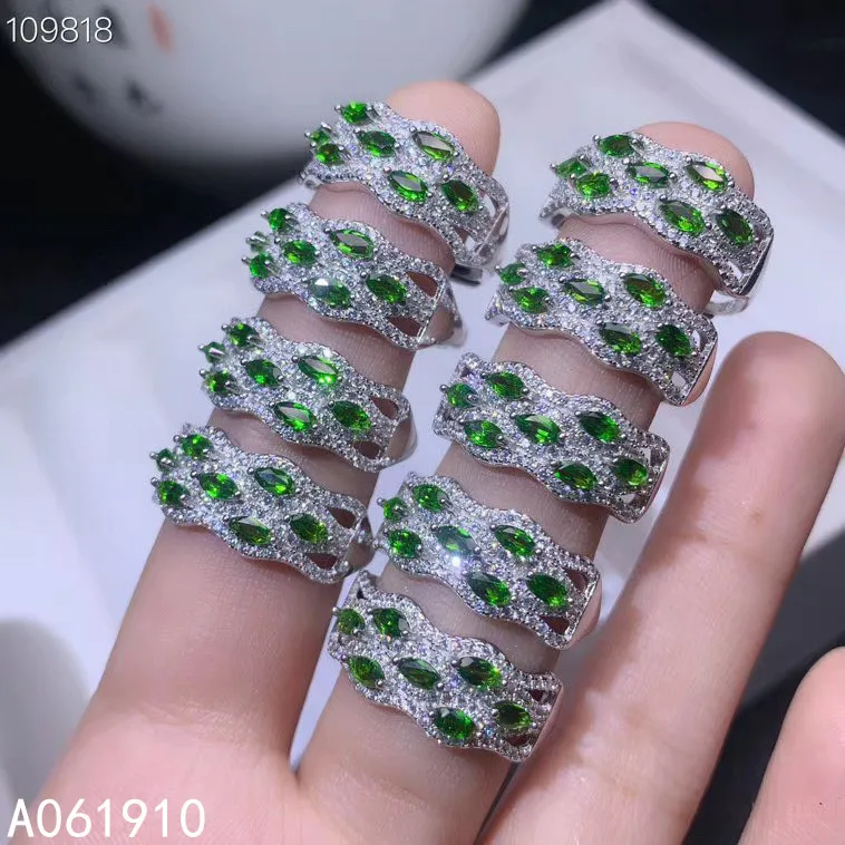 

KJJEAXCMY boutique jewelry 925 sterling silver inlaid Natural Diopside gemstone female ring support detection popular