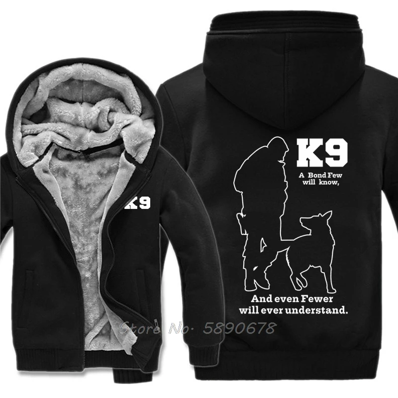 Men Police Military Dog K9 Hoodies Fashion Thicken Printed K9 Men Winter Thick Keep Warm Hoodies Sweatshirts Jackets Streetwear