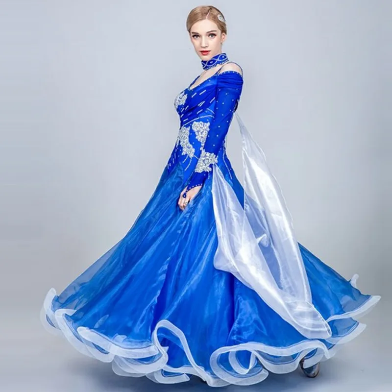 

Ballroom Competition Dresses Standard Dance Performance Costumes Embroidery Rhinestones High End Evening Party Gown