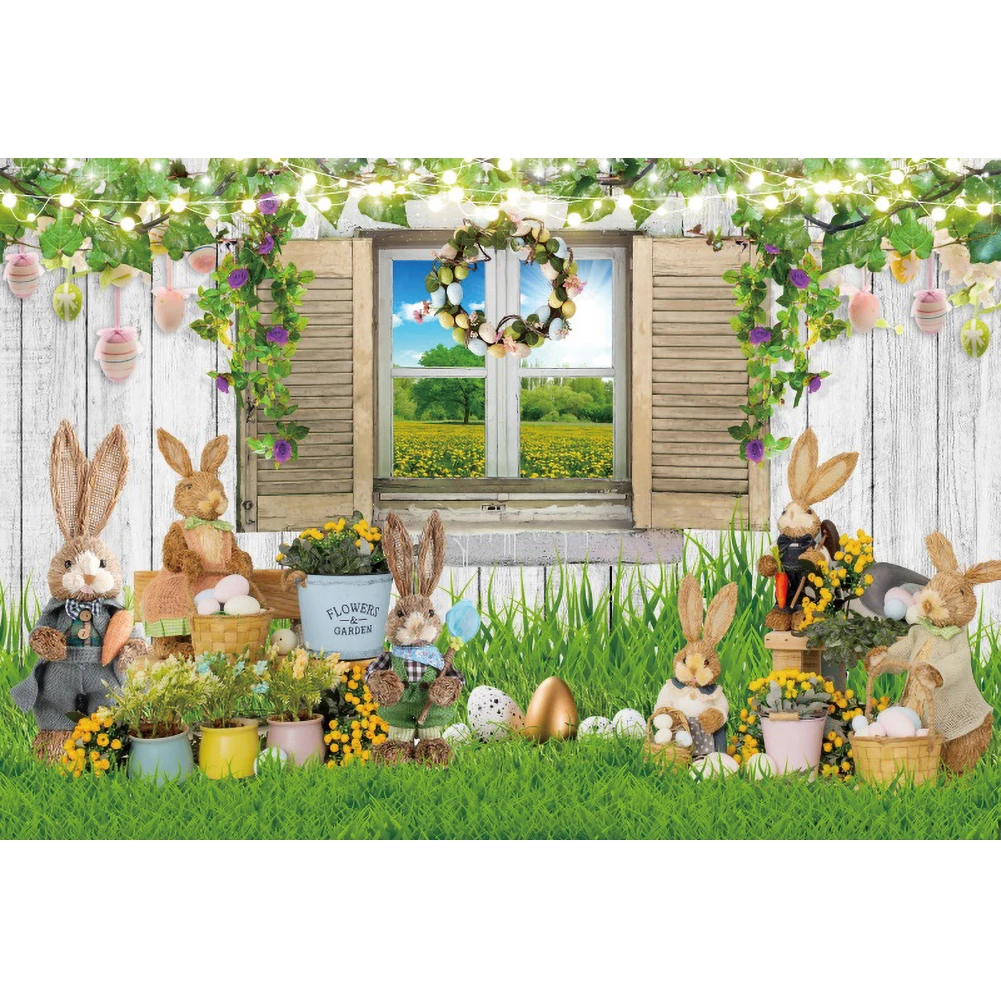 ฤดูใบไม้ผลิ Easter Bunny ไข่การถ่ายภาพฉากหลัง Baby Shower Decor พรรค Photocall ภาพพื้นหลัง Photophone Photo Studio