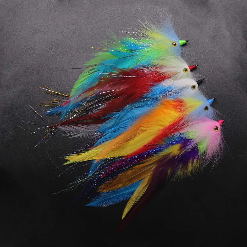 ICERIO Streamer Pluma 3D Anzuelo Púas Moscas Agua Salada Lubina Lucio - imagen 4
