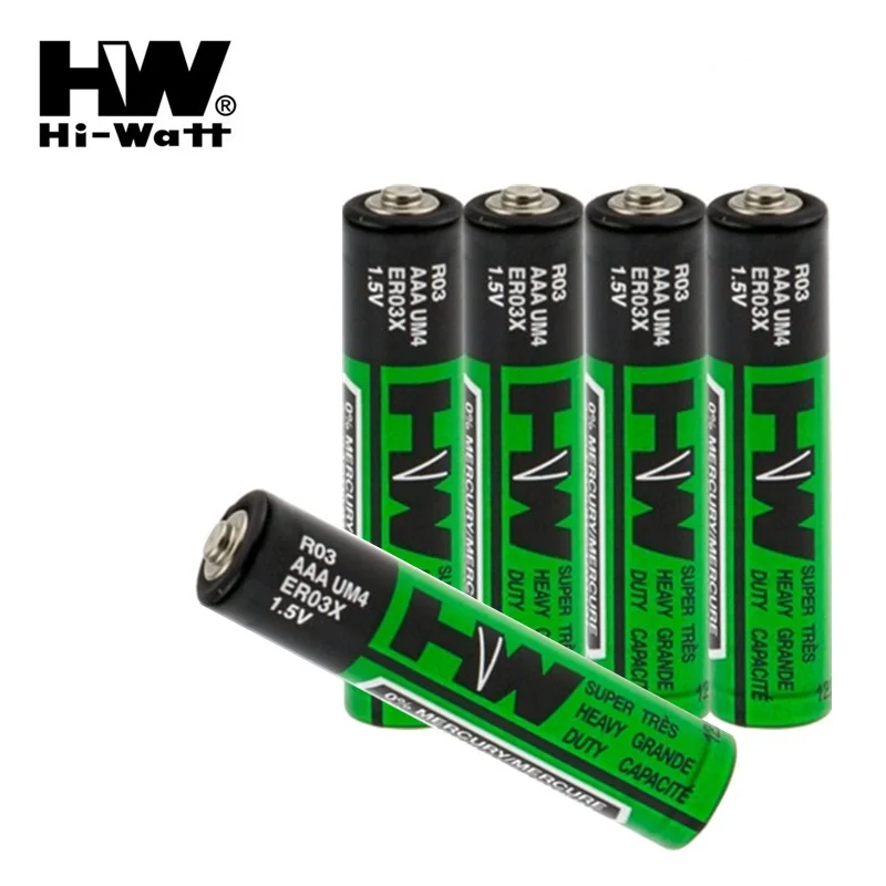 4Pcs Hi-วัตต์แบตเตอรี่ AAA R03P 1.5V คาร์บอนสังกะสี/MnO2ใช้ R03 UM4 3A แห้งคาร์บอน baterias HW สำหรับแฟลชเครื่องโกนหนวดเค...