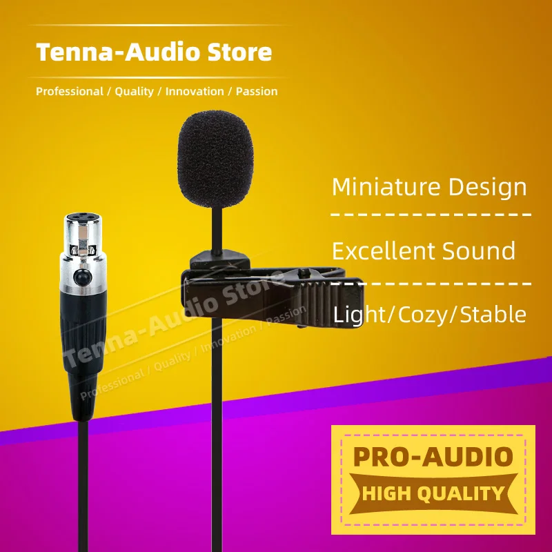 

TA3F Mini XLR 3 Pins Tie Clip On Lavalier Microphone For AKG DPT800 PT61 PT80 PT81 PT400 Wireless System Bodypack Lapel Mic