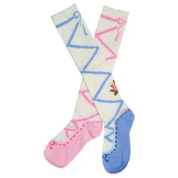 lolita tube socks beautiful ballet straps blue pink printing gothic lolita kawaii girl loli cos kawaii girl daily sweet lolita