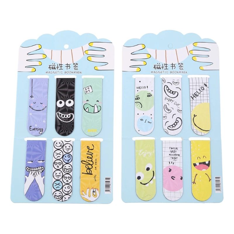 บุ๊คมาร์คแม่เหล็กน่ารัก Mark เครื่องเขียนอ่านอุปกรณ์เสริมกระดาษ Bookmark Book Label 6 Pcs ห้องเรียนสำนักงาน