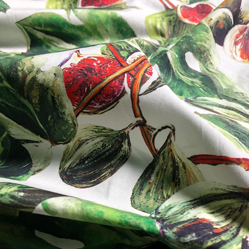 Fruit Printed Natural Cotton Poplin Fabric Brand Design Fashion Women\'s Clothing Fabrics Cloth for Dress by Meter Diy Sewing