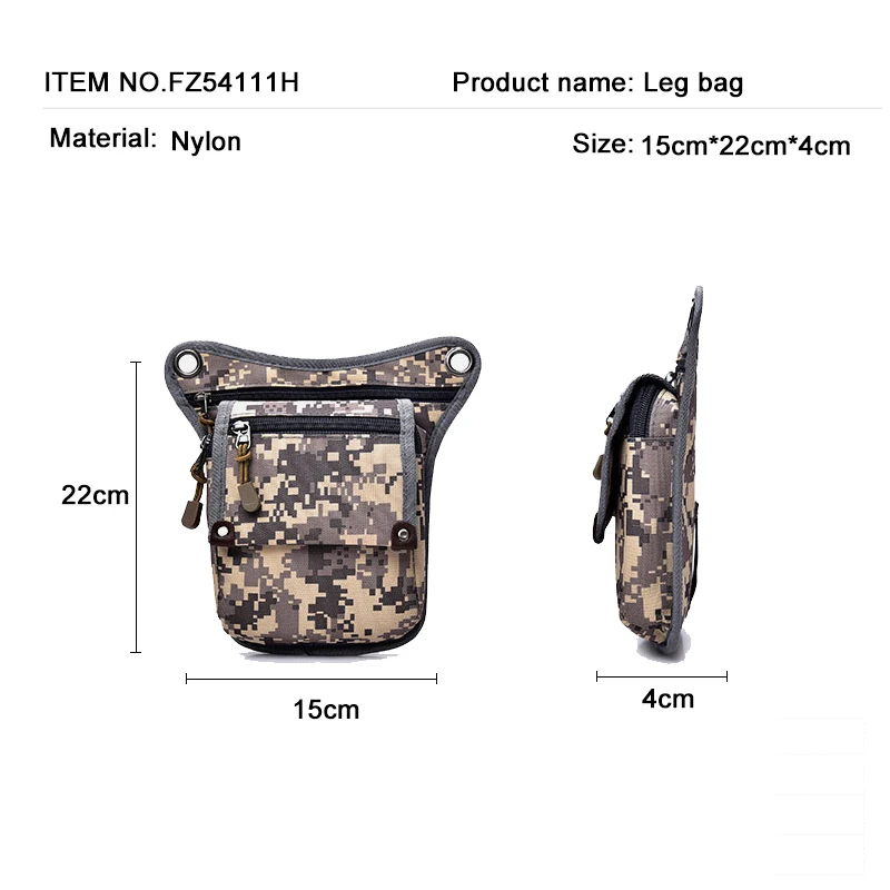 Men's Military Camouflage Drop Leg Bag Panel Utility Waist Belt Pouch Pack Shoulder Bags Nylon Fanny Packs Men Belt Hip Bum Bag