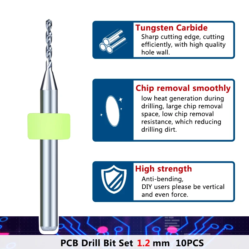 XCAN Hàng Nhập Khẩu Carbide PCB Khoan 1.2Mm 3.175Mm Vít Khoan Đục Bê Tông Chút Cho PCB Bảng Mạch Máy Khoan Mini