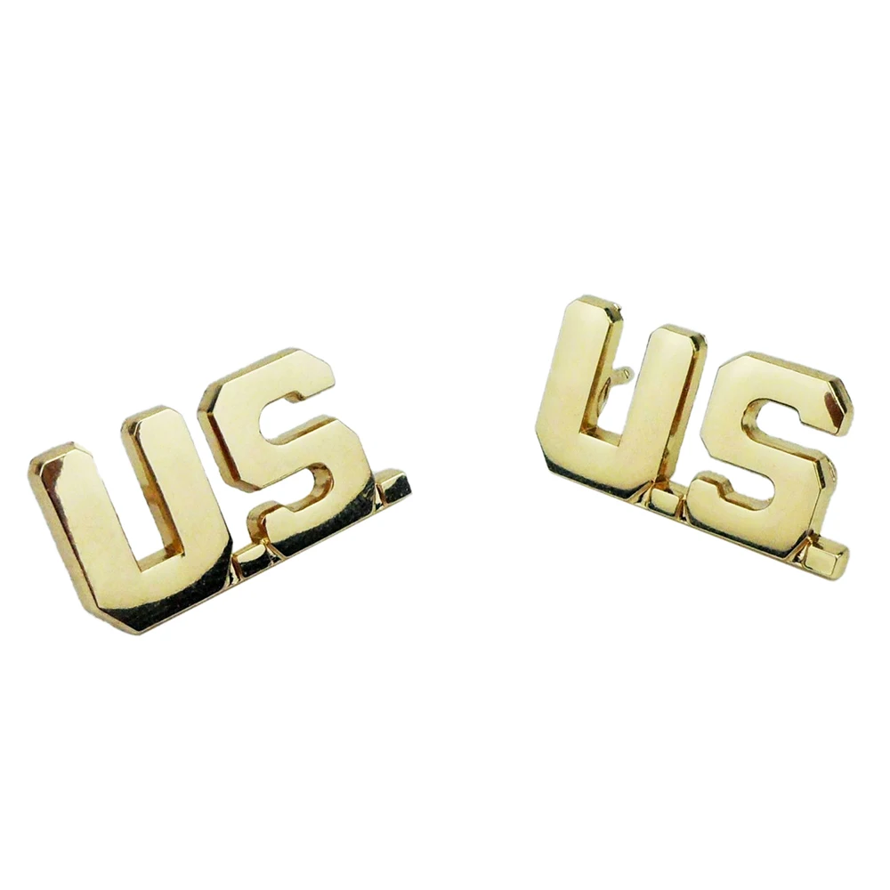 PAIR OF WW2 US ARMY OFFICER U.S. COLLAR INSIGNIA PIN BADGE