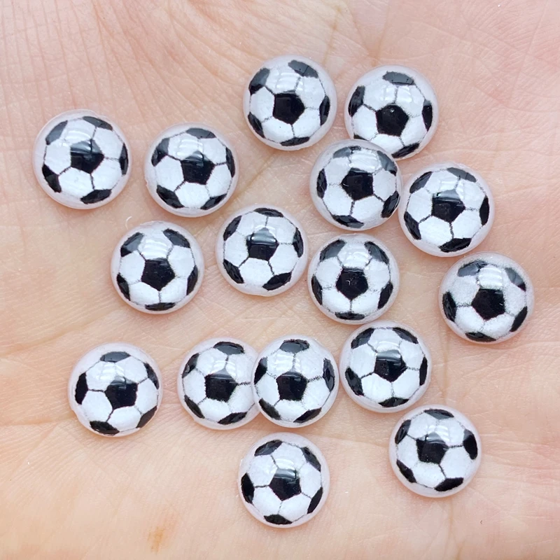 60 sztuk/partia 10mm Kawaii akrylowe Mini piłka nożna Flatback Cabochons dla włosów łuk centra DIY Scrapbooking Decor L40 — zdjęcie 6
