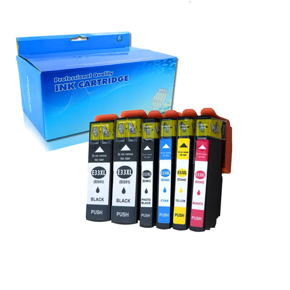 

6PK NON-OEM T3357 T33XL Ink Cartridges Compatible for Epson Expression XP-635 Printers T3357 T3351 T3361 T3362 T3363 T3364