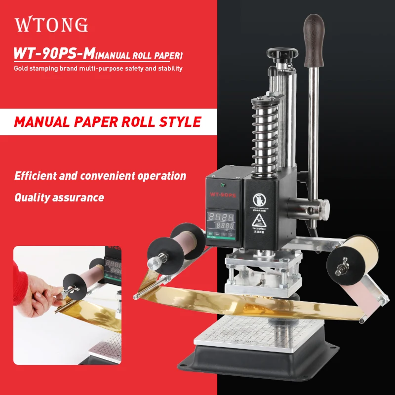 WT-90PS Serie Multifunktions Kleine Leder Heißfolienprägung Maschine Manuelle Wärme Drücken Schneiden Maschine Buchstaben Logo Kennzeichnung