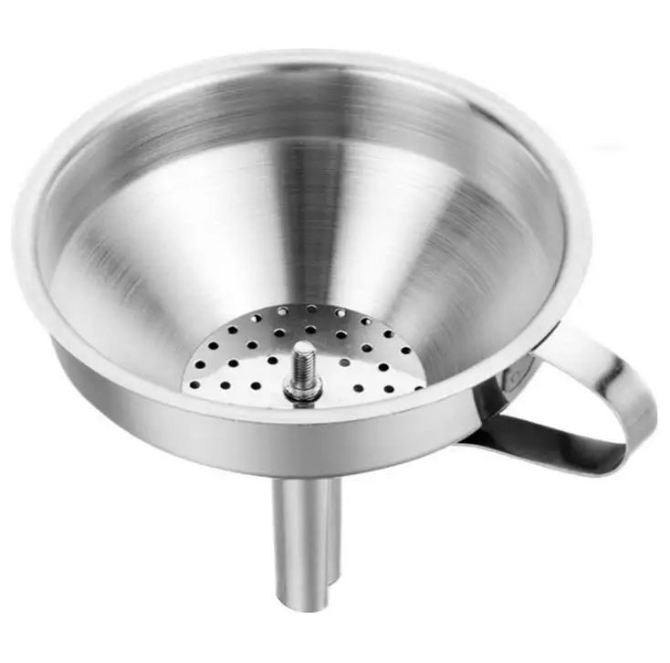 Functional Stainless Steel Kitchen Oil Honey Funnel with Detachable Strainer/Filter for Perfume Liquid Water Tools SN533