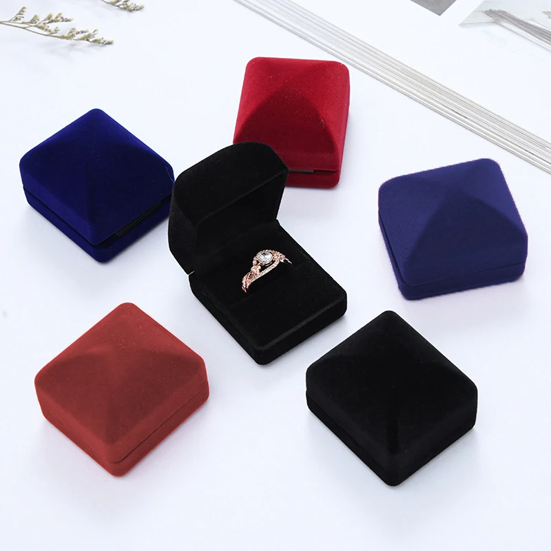 Velvet Ring Box Jewelry Organizer Packaging & Display Black Storage Case Trinket Holder For Wedding Travelling Wholesale New