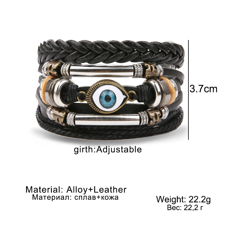 IFMIA Bohemian Turkish Eyes Beaded Leather Bracelets Set for Men Women Vintage Weave Braided Pulseras Fashoin Jewelry 2019 NEW