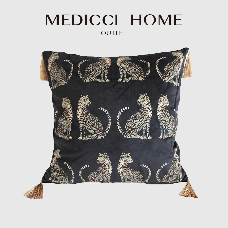Medicci Home Tassels rzuć poszewka na poduszkę lampart gepard dzikie zwierzęta drukuj kwadratowa poszewka na poduszkę na kanapę Sofa Dropshipping