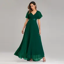 V-Neck Chiffon Evening Gown #5