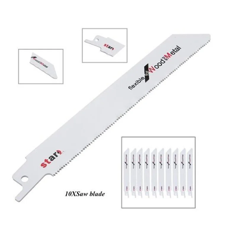 10PCS 6in High- Carbon Steel Metal Cutting Tools Reciprocating Jigsaw Blades Kit