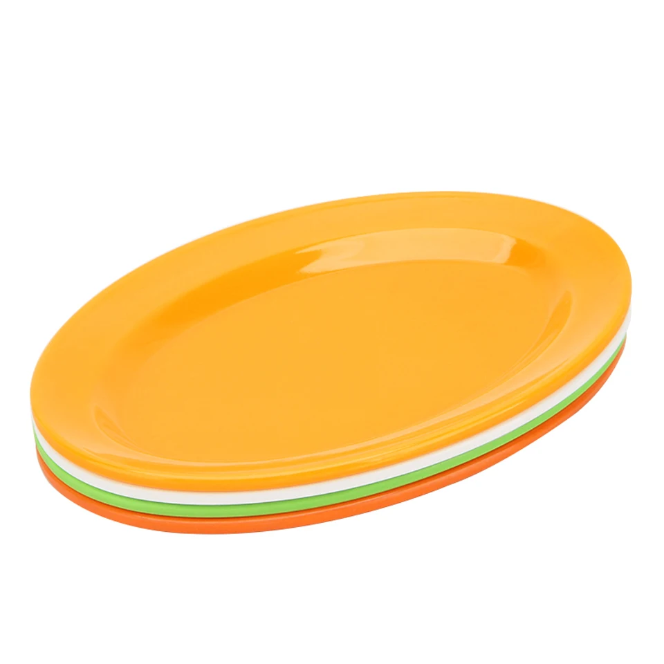 Thickened BBQ Grilled Skewers Plate Melamine Oval Snack Plastic Plate Restaurant Pasta Plate Commercial Seafood Fish Plate