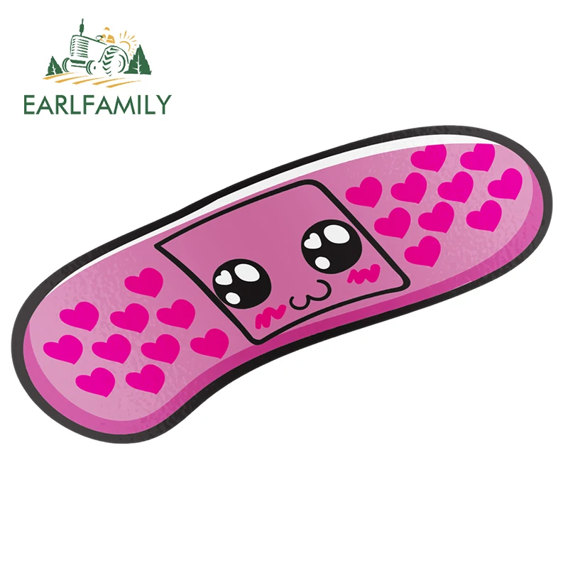 EARLFAMILY 13cm x 7.8cm For Kawai Bandaid Car Sticker Cute Anime Decal Scratch-Proof Vinyl Sunscreen Personality Car Accessories