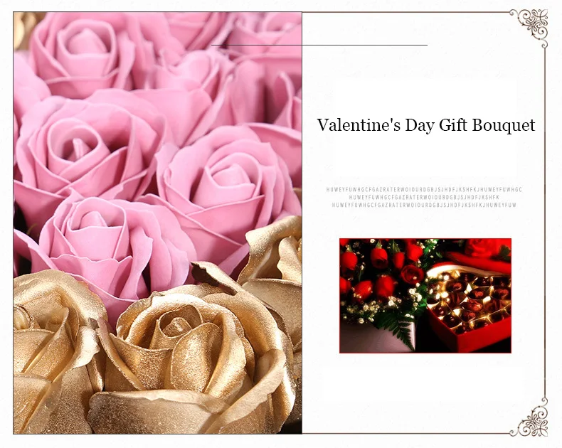 50 Stück Goldene Seifenblumen Rosenblüten DIY Geschenkbox Dekoration Valentinstag Geschenk Hochzeitsstrauß Rosen Künstliche Blumen – Detail 6