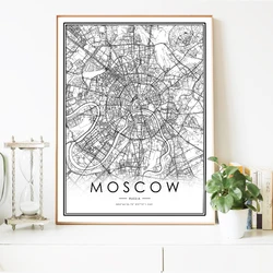 Moscow City Map Poster SAINT PETERSBURG and NOVOSIBIRSK Map Art Canvas Print Russia Maps Painting Home Office Wall Art Decor