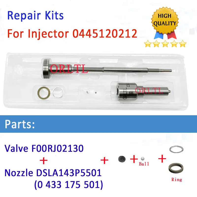 

0445120212 Common Rail Injector Repair Kits VALVE F00RJ02130 Nozzle DSLA143P5501 For 4898271 2860957 2830244 2830224 2R0198133