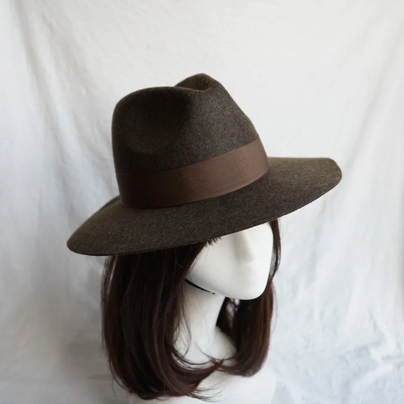 Korean Fashion Brown Panama Jazz Wool Hats For Men Women Caps Fall Winter British High-quality Retro Felt Hat Designer Style